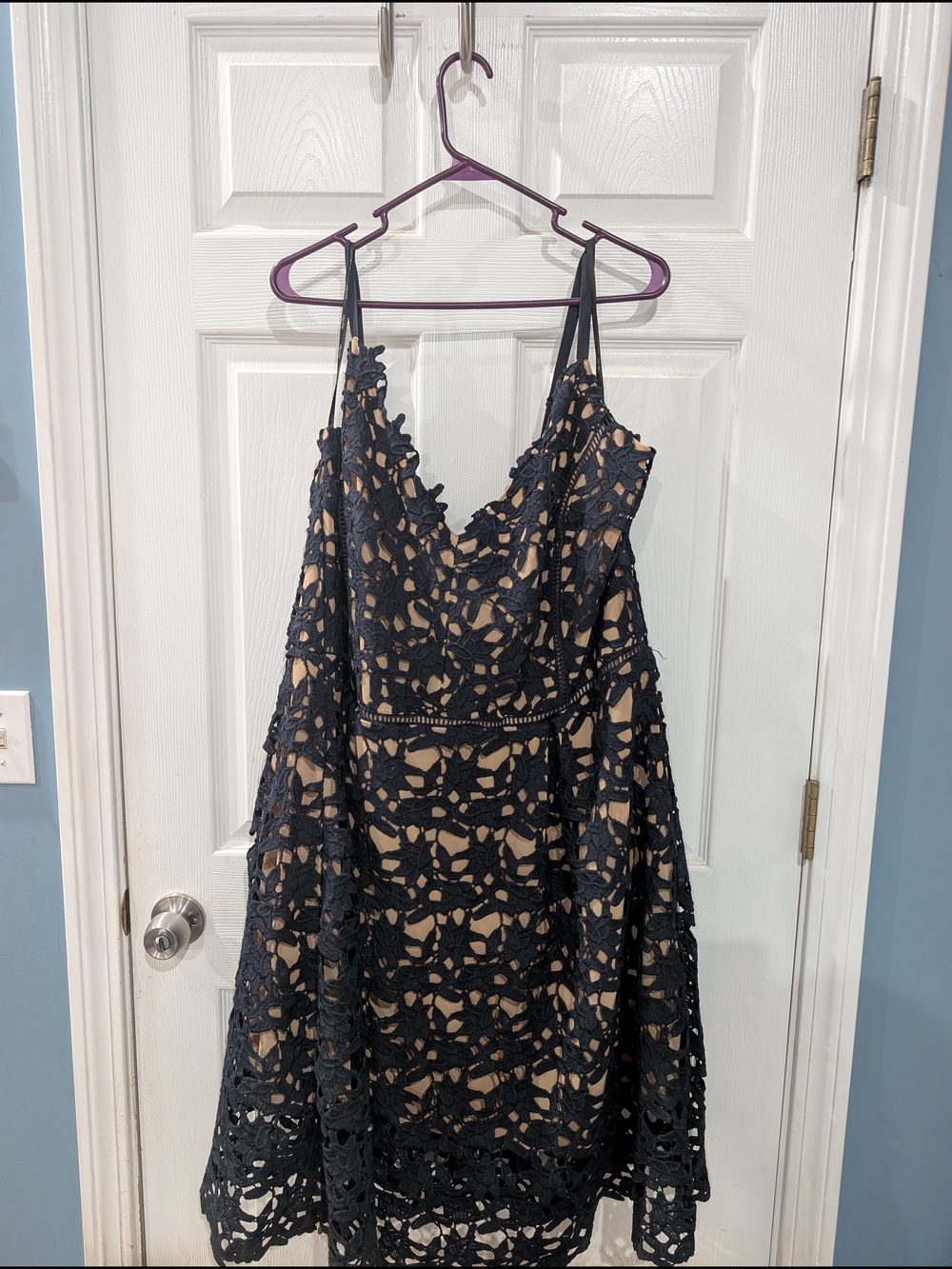 City Chic Black Lace Overlay Dress with Nude Lining